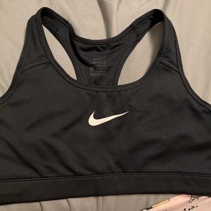Nike Black Sports Bra with White Swoosh - Dri-FIT Racerback